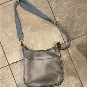 Metallic Silver Crossbody Bag with Adjustable Strap